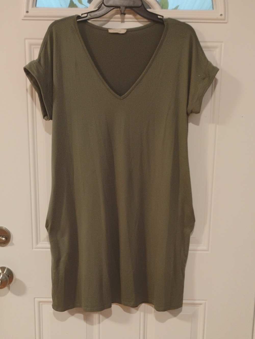 Entro Olive Green Shirt Dress With Pockets  Size Large